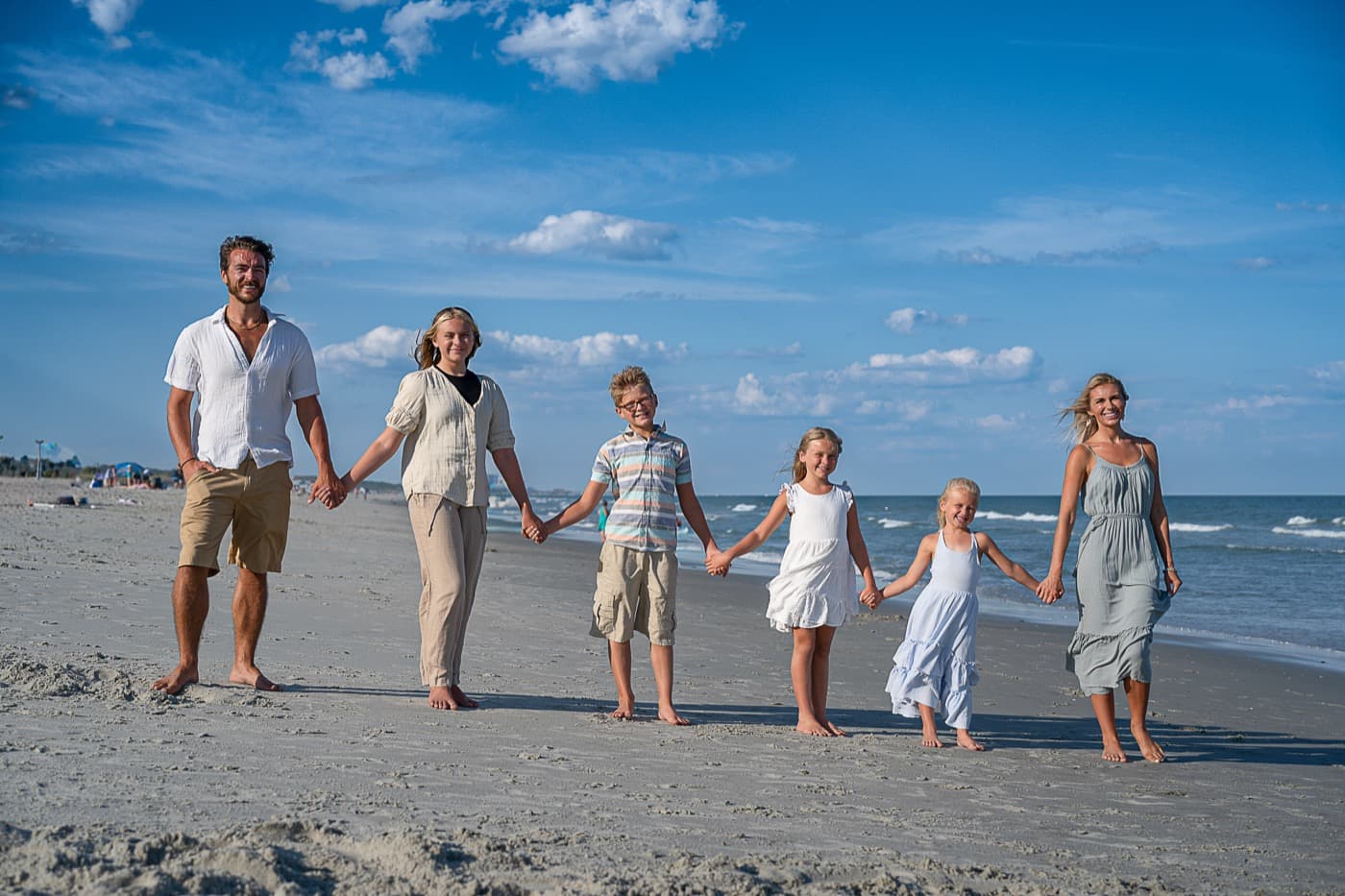 Family walking on the beach